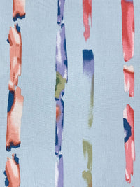 Powder Blue/Old Moss Green/Ruddy Pink/Multi 100% Rayon Vertical Streaks Print Crinkle Challis 56W