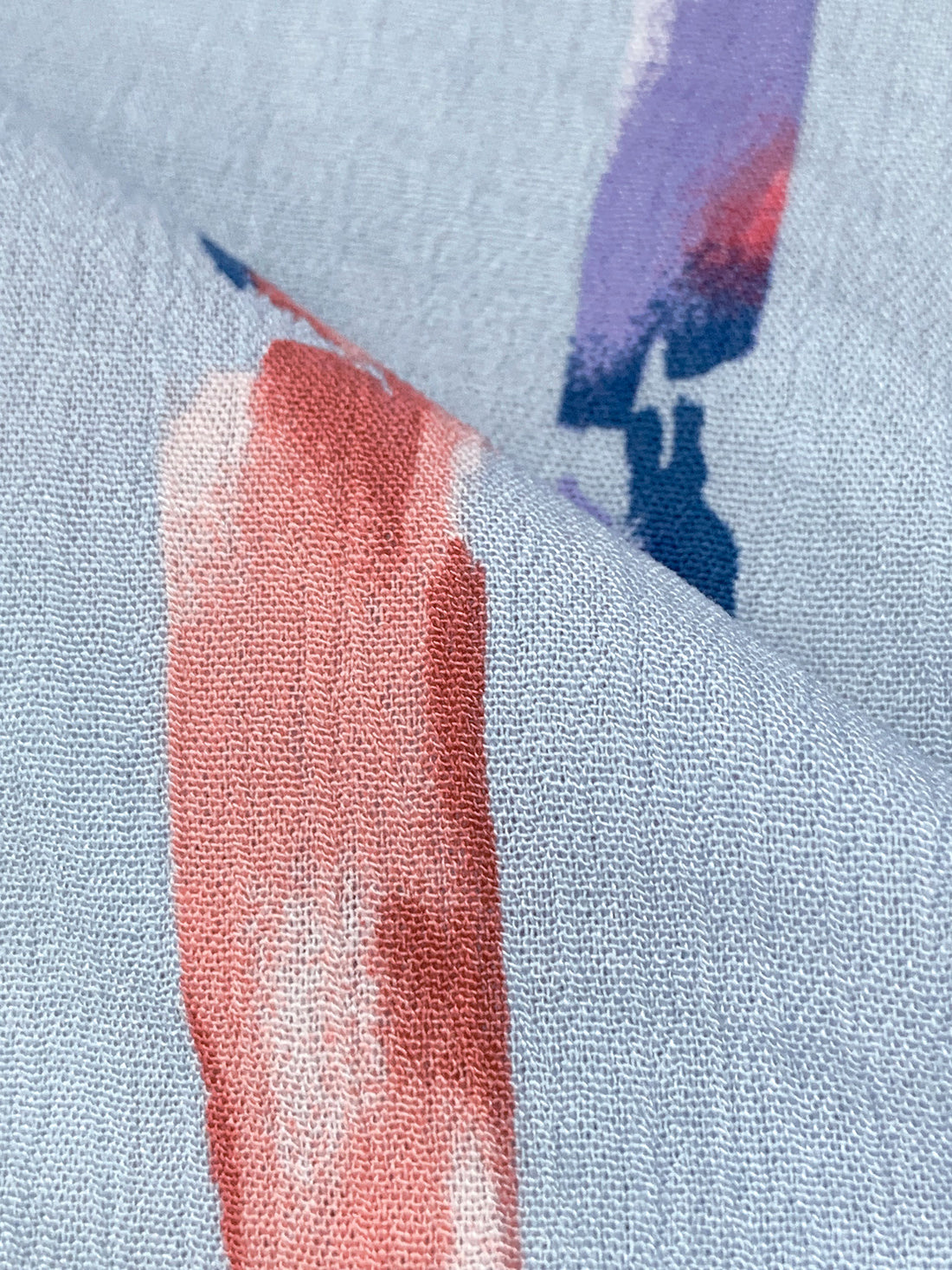 Powder Blue/Old Moss Green/Ruddy Pink/Multi 100% Rayon Vertical Streaks Print Crinkle Challis 56W