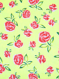 Tea Green/Amaranth/Ballet Pink/Multi 100% Polyester Artistic Rose Print Crepe Chiffon 60W