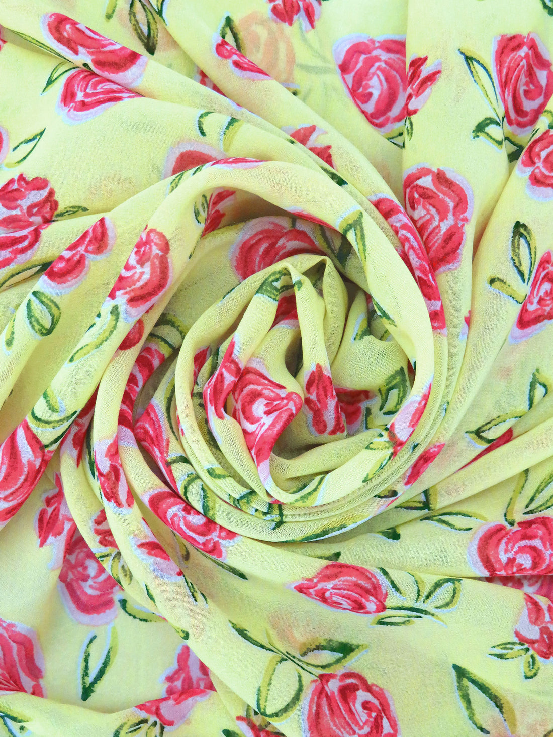 Tea Green/Amaranth/Ballet Pink/Multi 100% Polyester Artistic Rose Print Crepe Chiffon 60W