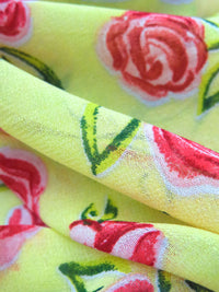 Tea Green/Amaranth/Ballet Pink/Multi 100% Polyester Artistic Rose Print Crepe Chiffon 60W