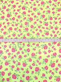 Tea Green/Amaranth/Ballet Pink/Multi 100% Polyester Artistic Rose Print Crepe Chiffon 60W