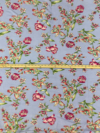 Luster Blue/Champagne Pink/Old Moss/Multi 100% Rayon Floral Print Crinkle Challis 56W