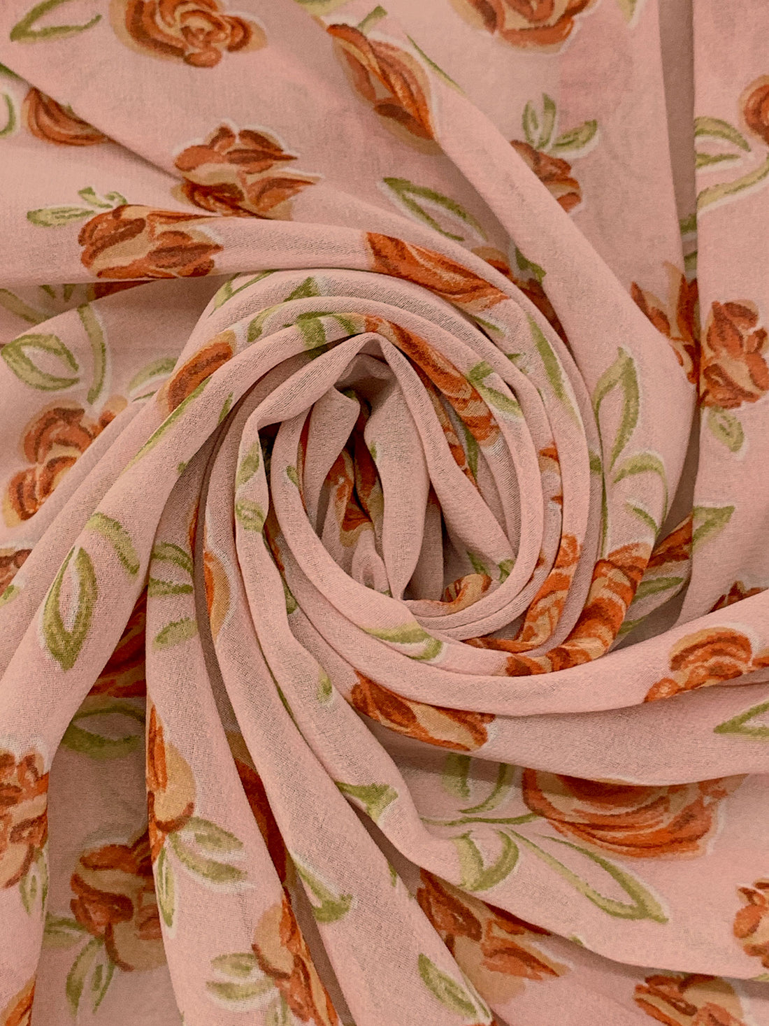 Dusty Rose/Sienna/Dark Beech 100% Polyester Floral Print Crepe Chiffon 58W