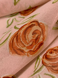 Dusty Rose/Sienna/Dark Beech 100% Polyester Floral Print Crepe Chiffon 58W