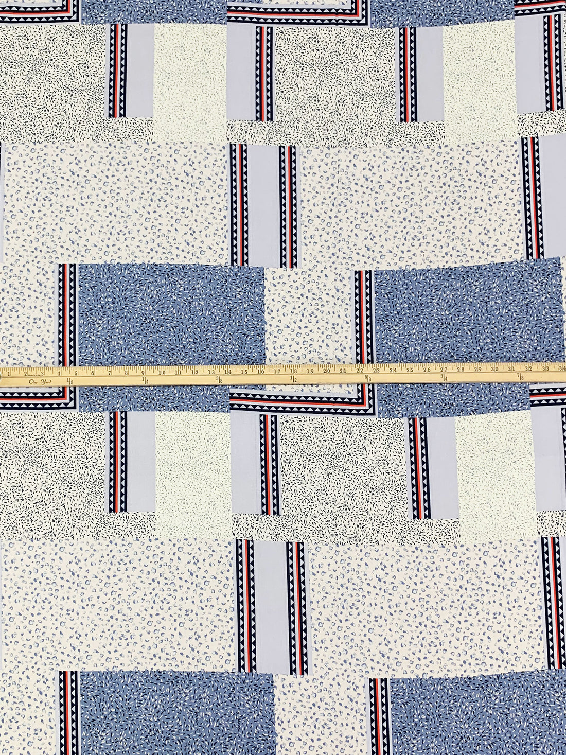 Alabaster/Shadow Blue/Red 100% Rayon Multi-Framework Print Crinkle Challis 54W