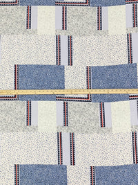 Alabaster/Shadow Blue/Red 100% Rayon Multi-Framework Print Crinkle Challis 54W