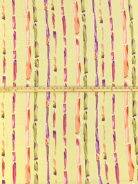 Pale Goldenrod/Fuchsia Blush/Deep Peach/Multi 100% Rayon Vertical Streaks Print Crinkle Challis 52W