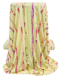 Pale Goldenrod/Fuchsia Blush/Deep Peach/Multi 100% Rayon Vertical Streaks Print Crinkle Challis 52W