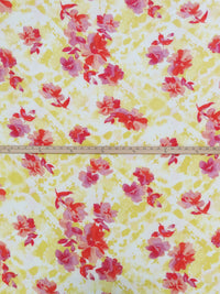 Citron Green/Poppy Red/Pale Chestnut/Multi Polyester/Lycra Watercolor Floral Print Peachskin Blouse Weight Woven 58W