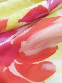 Citron Green/Poppy Red/Pale Chestnut/Multi Polyester/Lycra Watercolor Floral Print Peachskin Blouse Weight Woven 58W