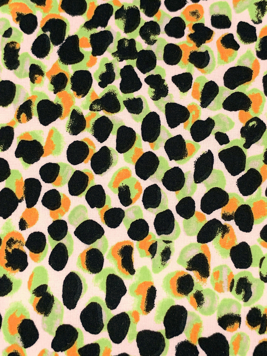 Bitter Green/Tangerine/Muted Taffy Pink/Multi Polyester/Lycra Animal Print Peachskin Blouse Weight Woven 58W