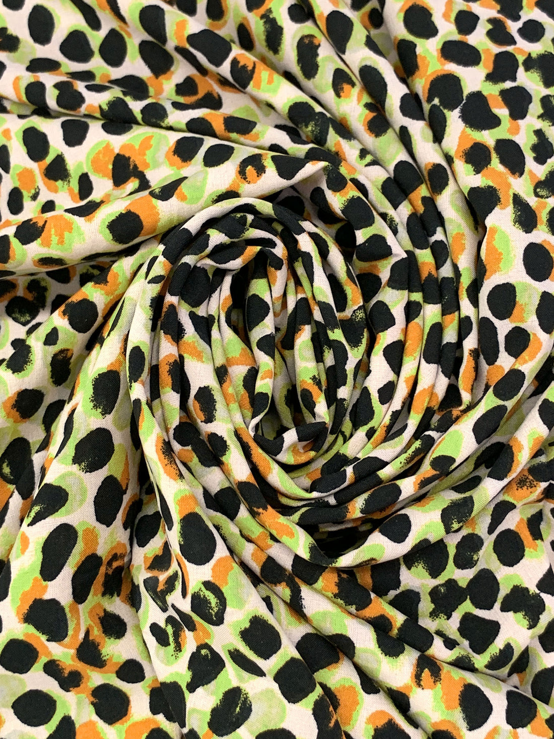 Bitter Green/Tangerine/Muted Taffy Pink/Multi Polyester/Lycra Animal Print Peachskin Blouse Weight Woven 58W