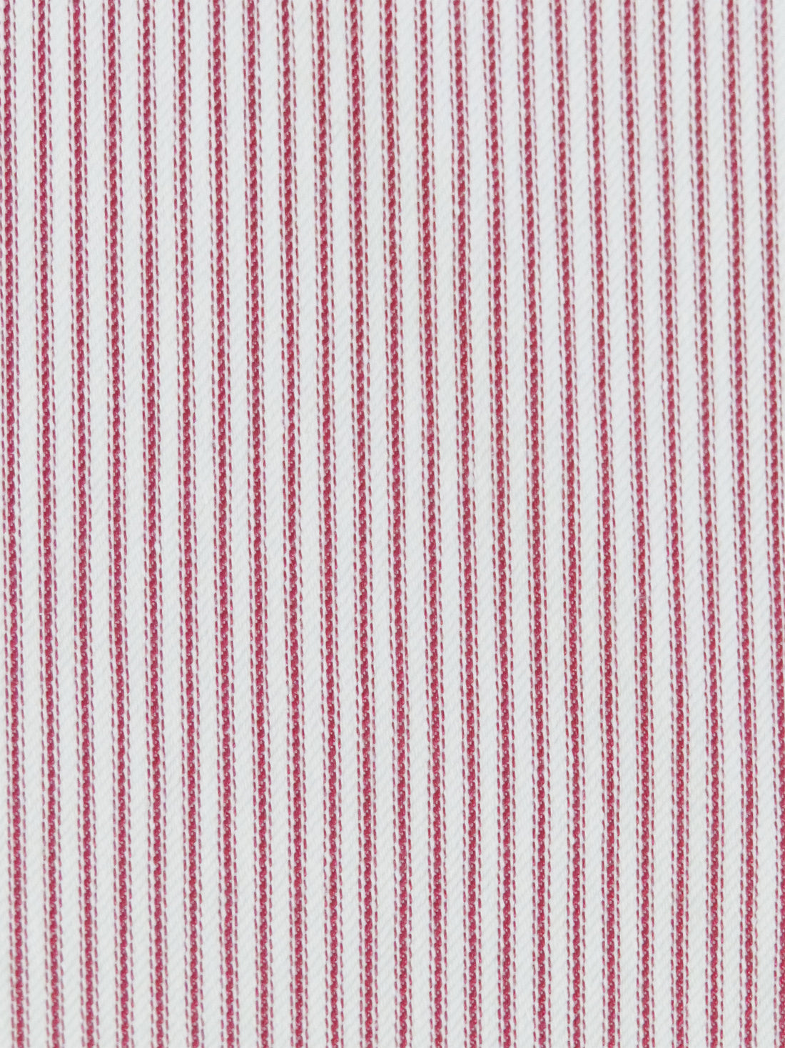 White/Rose Red Cotton/Polyester Vertical Stripe Weave Denim Twill 50W