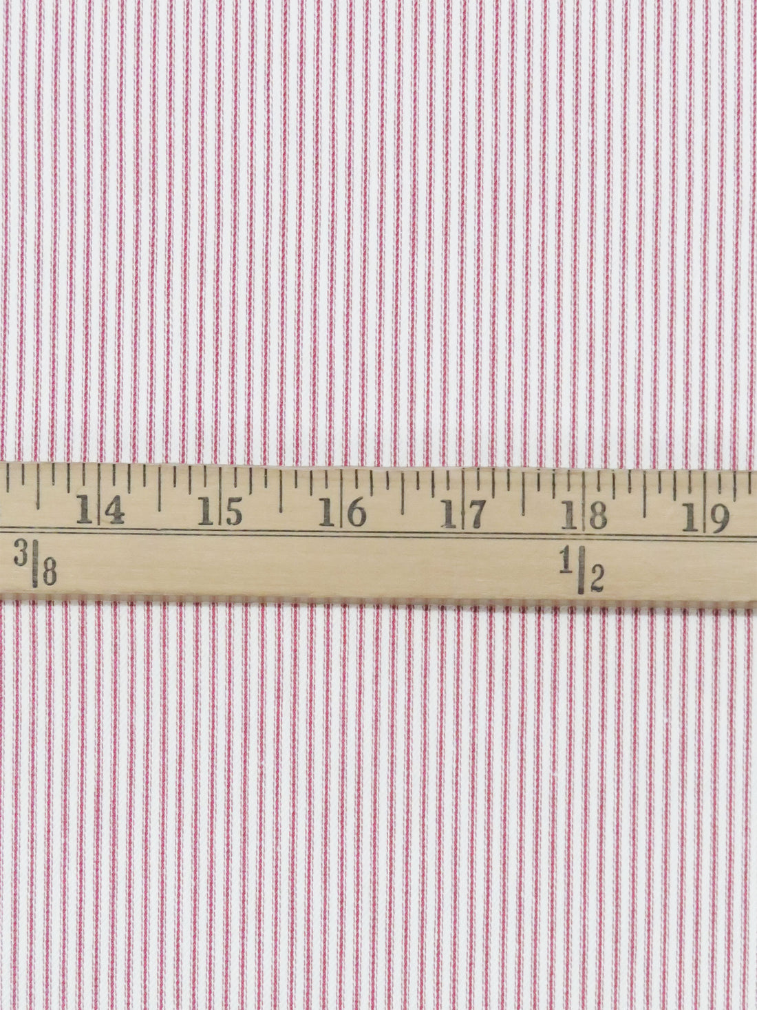 White/Rose Red Cotton/Polyester Vertical Stripe Weave Denim Twill 50W