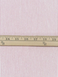 White/Rose Red Cotton/Polyester Vertical Stripe Weave Denim Twill 50W