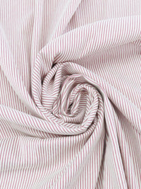White/Rose Red Cotton/Polyester Vertical Stripe Weave Denim Twill 50W