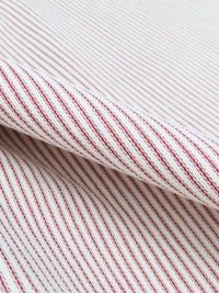 White/Rose Red Cotton/Polyester Vertical Stripe Weave Denim Twill 50W