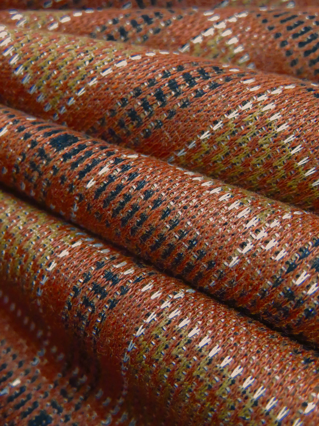 Redwood/White/Black/Multi Polyester/Lycra Plaid Weave Double Knit 56W