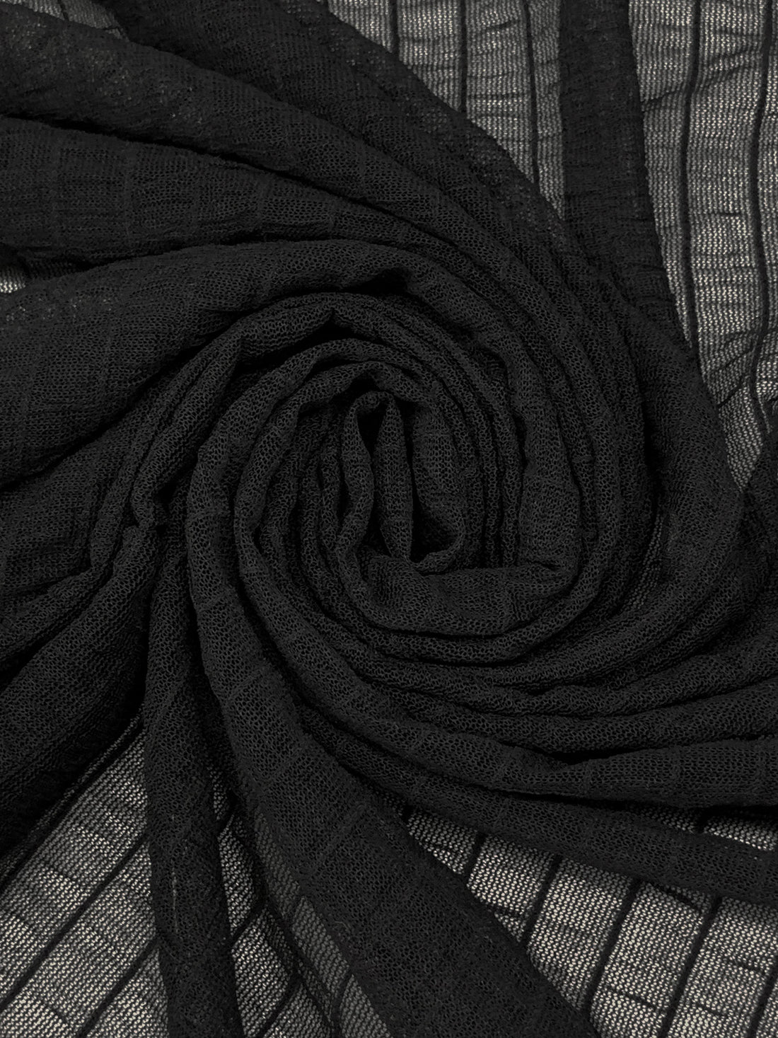Black Polyester/Lycra Vertical Stripe Weave Crinkle Netting 54W