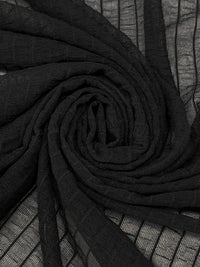 Black Polyester/Lycra Vertical Stripe Weave Crinkle Netting 54W
