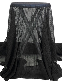 Black Polyester/Lycra Vertical Stripe Weave Crinkle Netting 54W