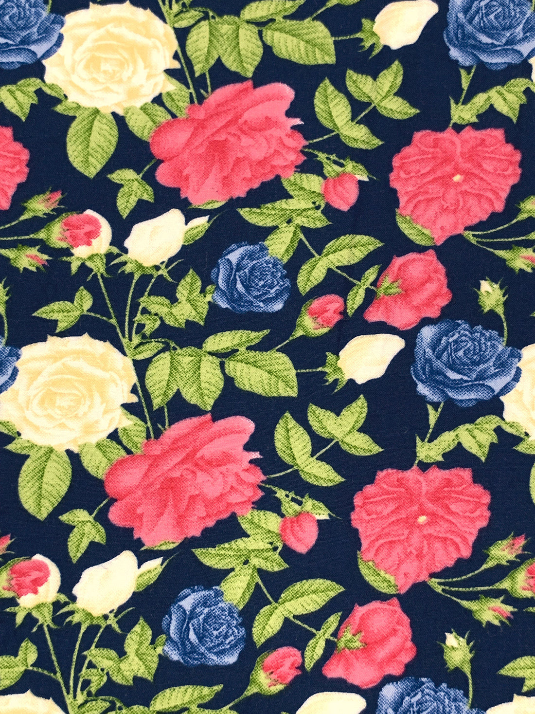 Navy/Candy Pink/Pale Cream/Multi 100% Rayon Floral Print Challis 54W