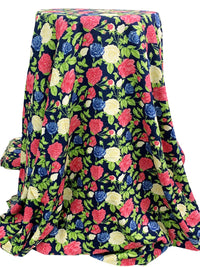 Navy/Candy Pink/Pale Cream/Multi 100% Rayon Floral Print Challis 54W