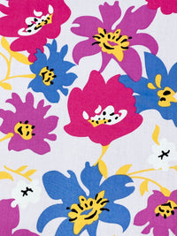 Azureish White/Fuchsia Rose/True Blue/Multi 100% Cotton Stylized Floral Print Voile 56W