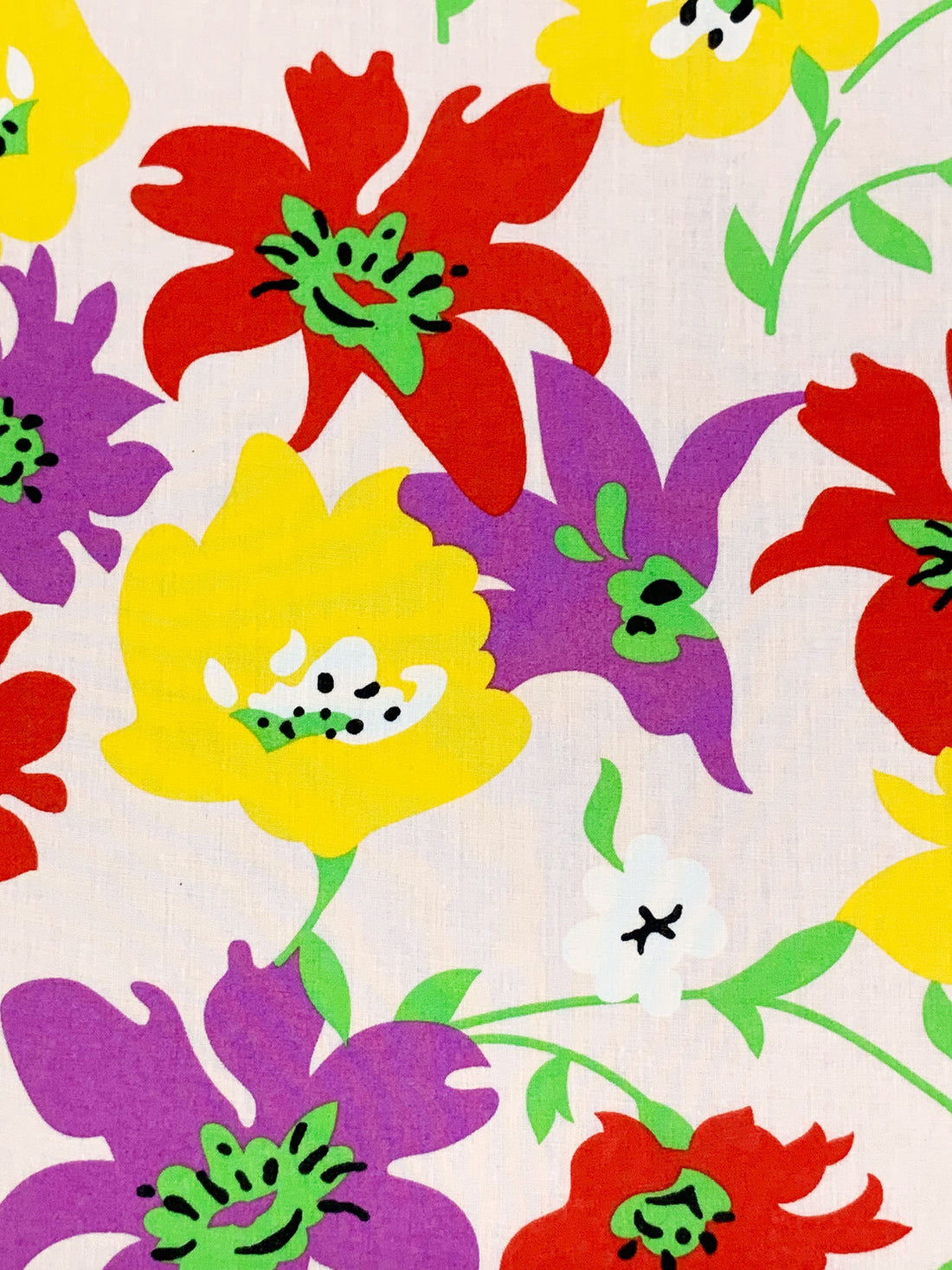 Palest Pink/Pearly Purple/Canary/Multi 100% Cotton Stylized Floral Print Voile 56W