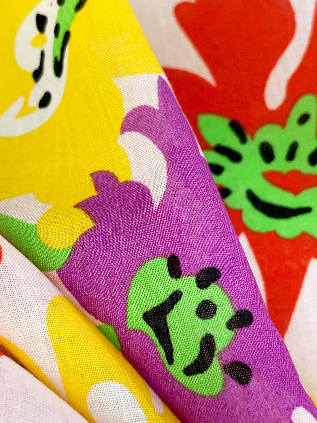 Palest Pink/Pearly Purple/Canary/Multi 100% Cotton Stylized Floral Print Voile 56W