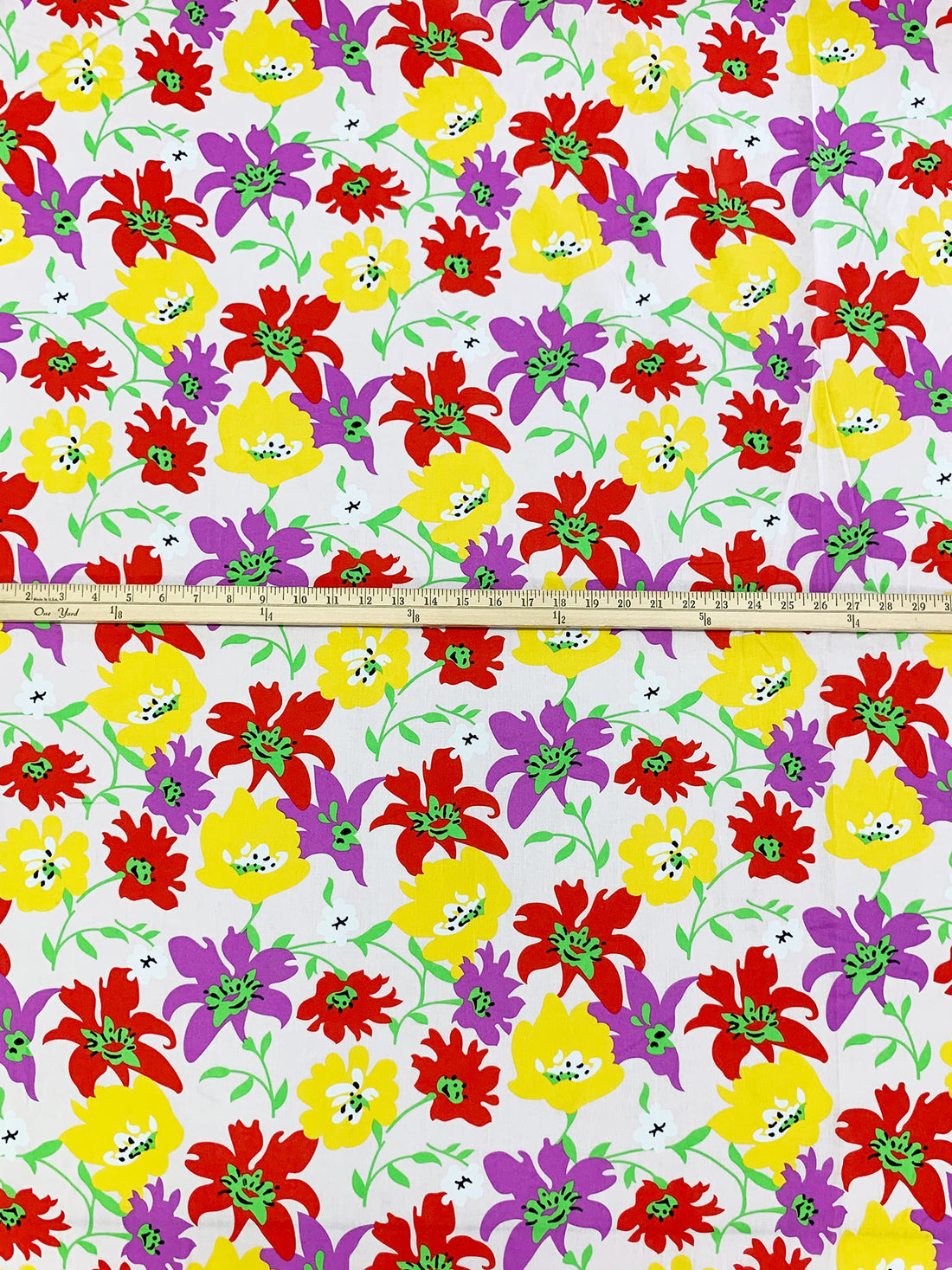 Palest Pink/Pearly Purple/Canary/Multi 100% Cotton Stylized Floral Print Voile 56W