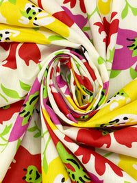 Ivory/Crimson/Mulberry/Multi 100% Cotton Stylized Floral Print Voile 58W