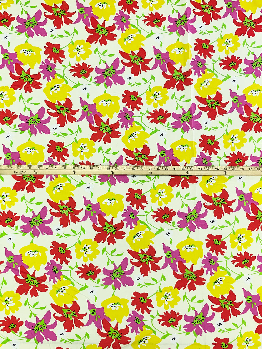 Ivory/Crimson/Mulberry/Multi 100% Cotton Stylized Floral Print Voile 58W