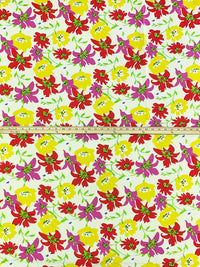 Ivory/Crimson/Mulberry/Multi 100% Cotton Stylized Floral Print Voile 58W