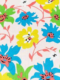 Pale Petal Pink/Deep Sky Blue/Dandelion/Multi 100% Cotton Stylized Floral Print Voile 56W