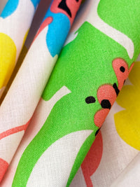 Pale Petal Pink/Deep Sky Blue/Dandelion/Multi 100% Cotton Stylized Floral Print Voile 56W