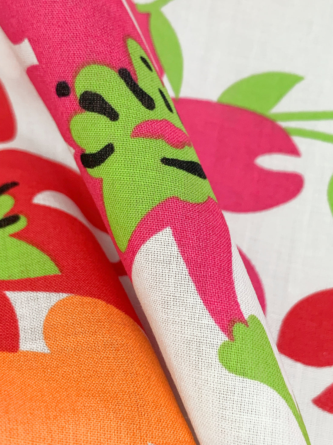 White/French Rose/Mango/Multi 100% Cotton Stylized Floral Print Voile 58W