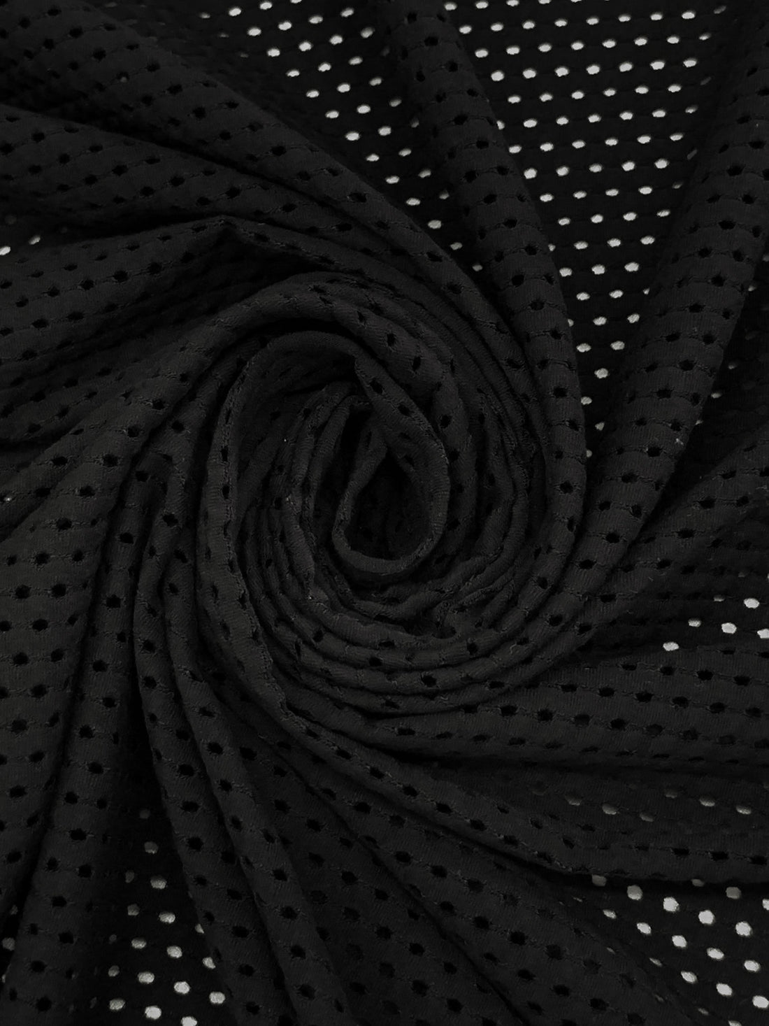 Black Cotton/Rayon/Lycra Eyelet-Look Knit - NY Designer - 46W