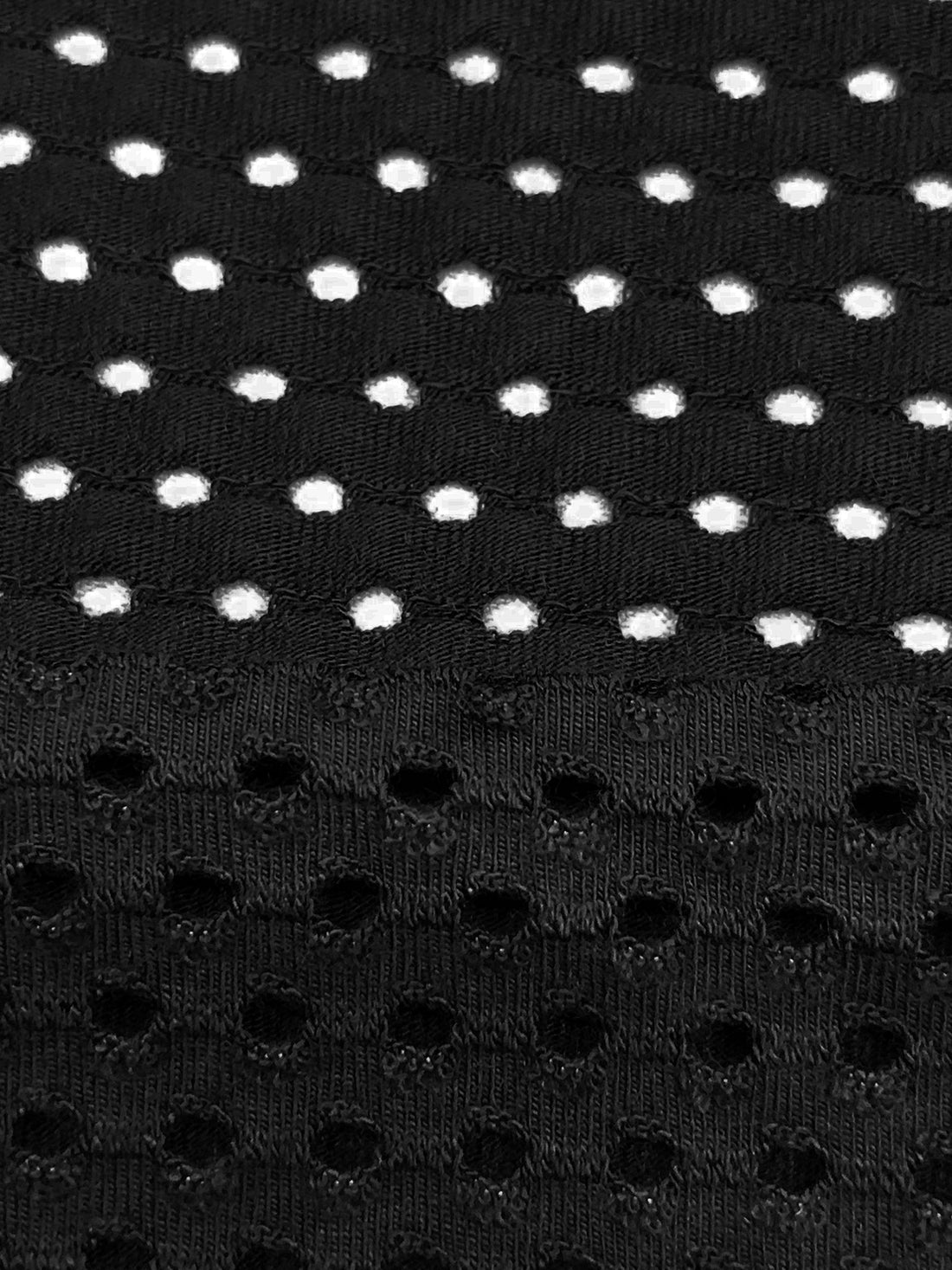 Black Cotton/Rayon/Lycra Eyelet-Look Knit - NY Designer - 46W