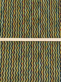 Moonstone Blue/Straw/Mandarin/Multi 100% Polyester Vertical Variegated Zig Zag Design Crinkle Sheer Knit - NY Designer - 68W