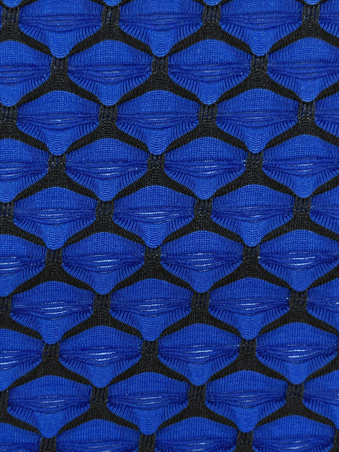 Ultramarine Blue/Black Polyester/Lycra Diamond Novelty Weave Knit - NY Designer - 54W