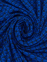 Ultramarine Blue/Black Polyester/Lycra Diamond Novelty Weave Knit - NY Designer - 54W