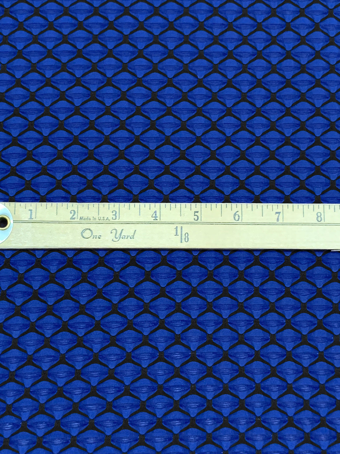 Ultramarine Blue/Black Polyester/Lycra Diamond Novelty Weave Knit - NY Designer - 54W