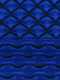 Ultramarine Blue/Black Polyester/Lycra Diamond Novelty Weave Knit - NY Designer - 54W