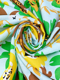 Palest Aqua/Saffron/Apple Green/Multi 100% Cotton Stylized Floral Print Voile 56W