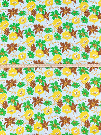 Palest Aqua/Saffron/Apple Green/Multi 100% Cotton Stylized Floral Print Voile 56W