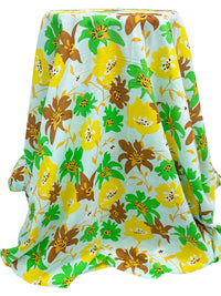 Palest Aqua/Saffron/Apple Green/Multi 100% Cotton Stylized Floral Print Voile 56W