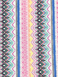 Light Teal/Dark Pink/Blue/White/Multi 100% Rayon Vertical Stylized Stripe Print Challis 58W