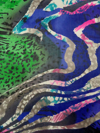 Black/Cosmic Cobalt/Vine Green/Multi 100% Silk Various Animal Print Chiffon 54W